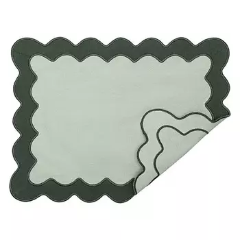 Салфетка под приборы Tkano Trendy Ruffles с контрастным кантом зеленого цвета