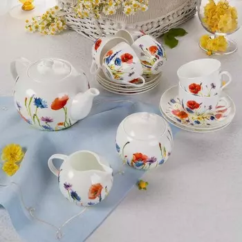 Сервиз чайный Zapel Fleurs des champs 15 предметов на 6 персон