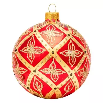 Шар новогодний Коломеев Графика красный с золотом 8см
