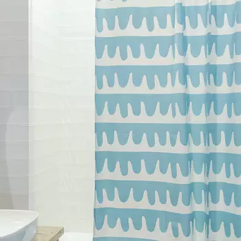 Штора для ванной Popple голубого цвета Cuts&amp;Pieces 180х200