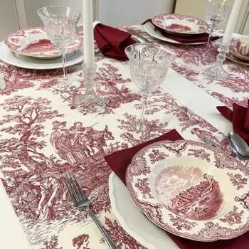 Скатерть Elpida Туаль де Жуи бордовая