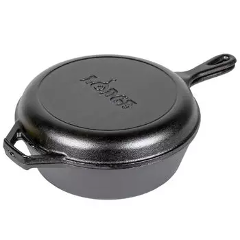 Сковорода чугунная глубокая Lodge 26см, 2,84 л с крышкой-сковородой