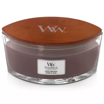 Свеча ароматическая Woodwick Сандал и замша, 9см