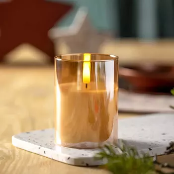 Свеча LED Leonardo Autentico 10см, золото