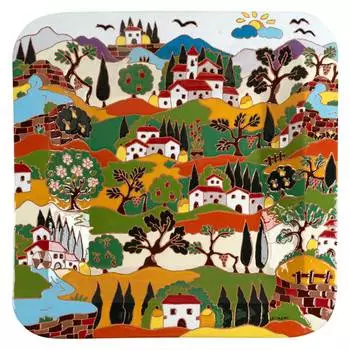 Тарелка настенная квадратная Leoncini Пейзаж