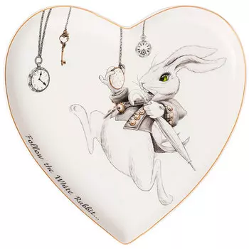 Тарелка-сердце Lefard Wonderland Белый кролик 21,5x2см