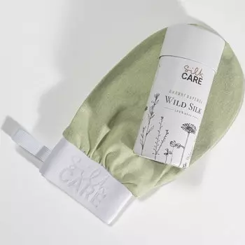 Варежка для пилинга шелковая Silk Care Wild Silk лайм