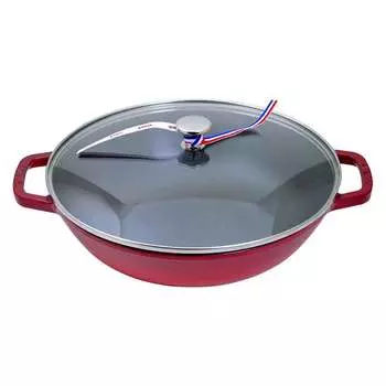 Вок 30см со стеклянной крышкой Staub 4,4л, вишневый