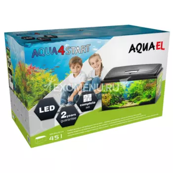 Аквариум AQUA4 START 60 фигурный AQUAEL 45 л, (60х32х39 см), фильтр Fan-1, нагр.FIX 50 Вт, съемный светодиодный модуль LEDDY TUBE SUNNY 10 W / 6500 К - 1 шт