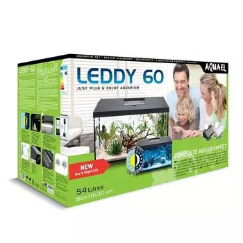 Аквариум AQUAEL LEDDY SET PLUS D&amp;N 60 Черный (60 x 30 x 30 ) 54л, ASAP 300, PLATINIUM 50 W, LT 7W D&amp;N