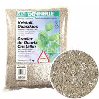 Аквариумный грунт Dennerle Kristall-Quarz, гравий фракции 1-2 мм, цвет природный белый, 5 кг.