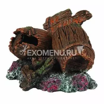 AQUA DELLA Декорация для аквариума "Две бочки No fishing", 13.5x11x11см (Бельгия)