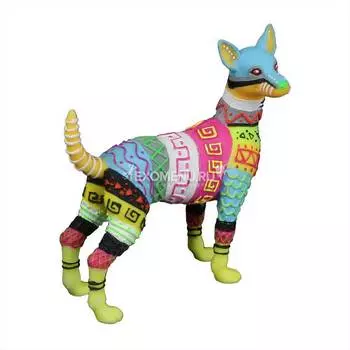 AQUA DELLA Декорация для аквариума флуоресцентная "Собака", разноцветная, 10.5х9.8x4.3см (Бельгия)