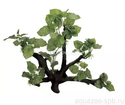 ArtUniq Branched Driftwood With Anubias L3 - Декоративная композиция из пластика "Ветвистая коряга с анубиасом", 46,5x23,5x42 см