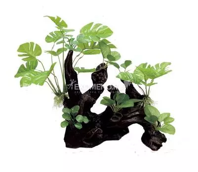 ArtUniq Mangrove Driftwood With Philodendron M - Декоративная композиция из пластика "Мангровая коряга с филодендроном", 30x19,2x33 см