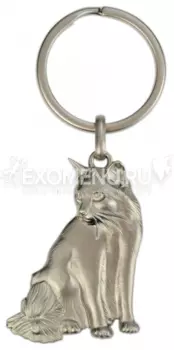 BLUE BUG Брелок металлический "Кошка", серебристый, 34х42мм (Германия)