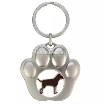 BLUE BUG Брелок металлический "Лапка с собакой", серебристый, 30х43мм (Германия)