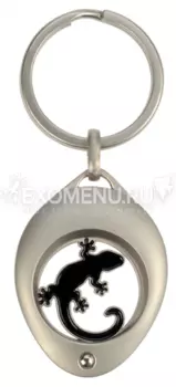 BLUE BUG Брелок металлический с монеткой "Геккон", 35х38мм, чёрный (Германия)