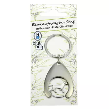 BLUE BUG Брелок металлический с монеткой "Собака" 30х43мм, серебристый (Германия)