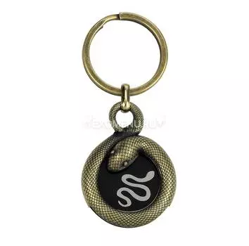 BLUE BUG Брелок металлический с монеткой "Змея", 44х33мм, золотистый (Германия)