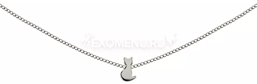 BLUE BUG Кулон на цепочке "Кошка", 8х12мм, серебристый (Германия)