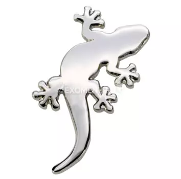 BLUE BUG Значок металлический "Геккон", 26х13мм, серебристый (Германия)