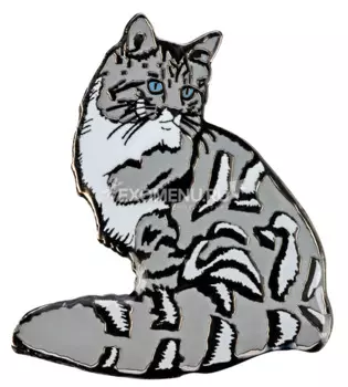 BLUE BUG Значок металлический "Мейн кун", 23х25мм, серый (Германия)