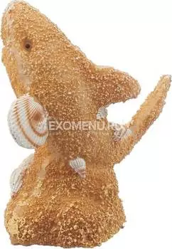 Декорация для аквариума "Акула из песка и ракушек" 10 см