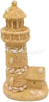 Декорация для аквариума "Маяк из песка и ракушек" 7x5x11.5 см
