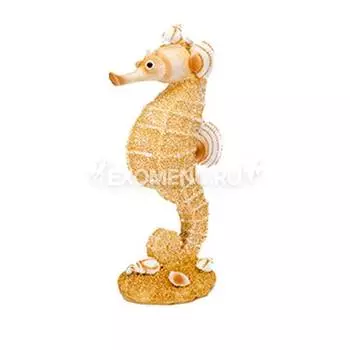 Декорация для аквариума "Морской конек из песка и ракушек"6x3.5x12 см