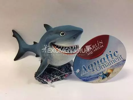 Декорация для аквариума "Улыбающаяся акула" 14.2*6.7*7.4 см