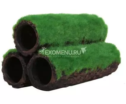 Декорация Грот-укрытие "Трубы, покрытые мхом" 12 см