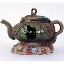 Декорация Грот "Затонувший чайник" 15.5*12*11 см