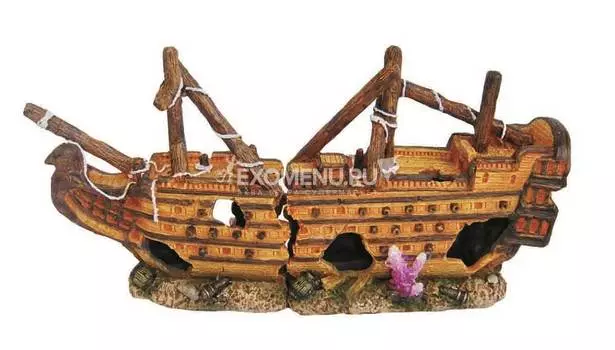 Декорация пластиковая PRIME "Галера затонувшая" 25x6.5x12.5см