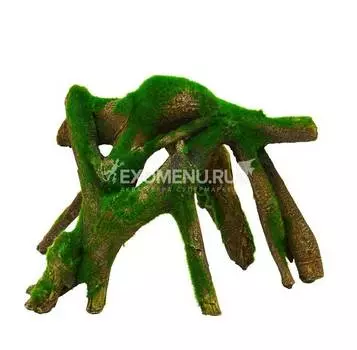 Декорация пластиковая PRIME Коряга с мхом M 26х18х17.5см
