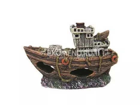 Декорация пластиковая PRIME "Затонувший буксир мини" 85х35х55мм