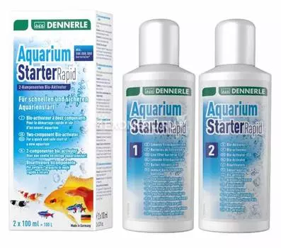 Dennerle Aquarium Starter Rapid - Двухкомпонентный биоактиватор аквариума, 200 мл на 100 л