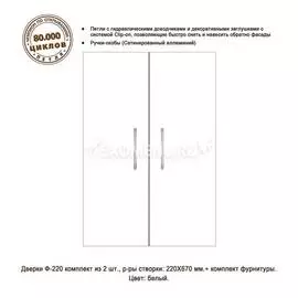 Дверки Ф-220 для подставки РИФ 60/100/ ПАНОРАМА 60/ ДИАРАМА 90/150 (белый) плита ЛДСП 16 мм, кромка