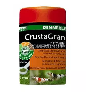 Гранулированный основной корм Dennerle CrustaGran для креветок и мелких раков, 100 мл. Величина гранул 2 мм.