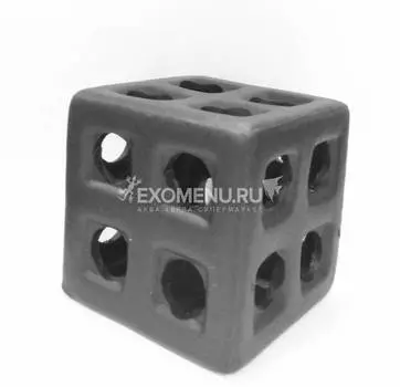 Грот-укрытие керамическое "Кубик" 6,5*6,5*6,5 см (черный)