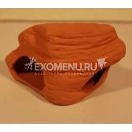 Грот-укрытие керамическое "Скала с отверстием" 11*6.5*7.5 см (коричневый)