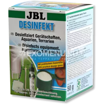 JBL Desinfekt - Дезинфицирующее средство для аквариумов и террариумов, а также аквариумных и террариумных инструментов и аксессуаров, 50 г