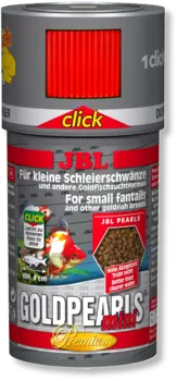 JBL GoldPearls mini CLICK - Основной корм премиум-класса в форме гранул для небольших золотых рыбок, в банке с дозатором, 100 мл (56 г)