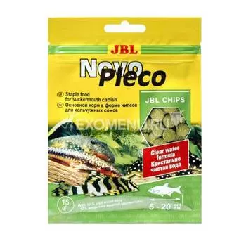 Корм JBL NovoPleco, 15 г - Основной, в форме тонущих чипсов для кольчужных сомов и других донных рыб