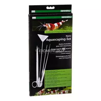 Комплект инструментов из нержавеющей стали для работы в мини-аквариумах Dennerle Nano Aquascaping-Set