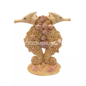 Композиция для аквариума "Морские коньки из песка и ракушек" 9.5x4.5x12.5 см