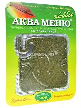 Корм АКВА МЕНЮ ФИТОКЛИК - 200, 6.5 г, со спирулиной (дозатор)