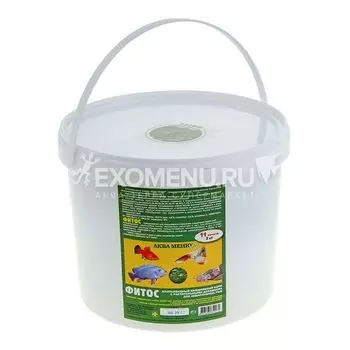 Корм АКВА МЕНЮ Фитос, ведро 11 л (2 кг), хлопья с растительными добавками для рыб