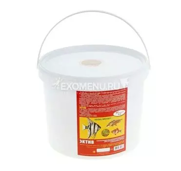Корм АКВА МЕНЮ Эктив, ведро 11л (2 кг), хлопья для крупных и активных рыб