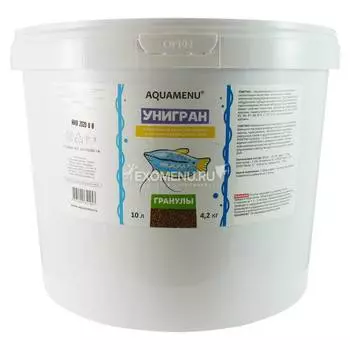 Корм АКВА МЕНЮ Унигран, ведро 11 л (4,2 кг), гранулы для мелких и средних рыб